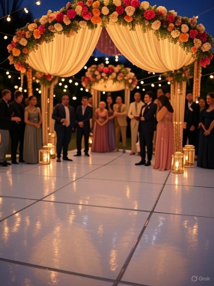 Stylish wedding tiles used from mandap to dance floor
